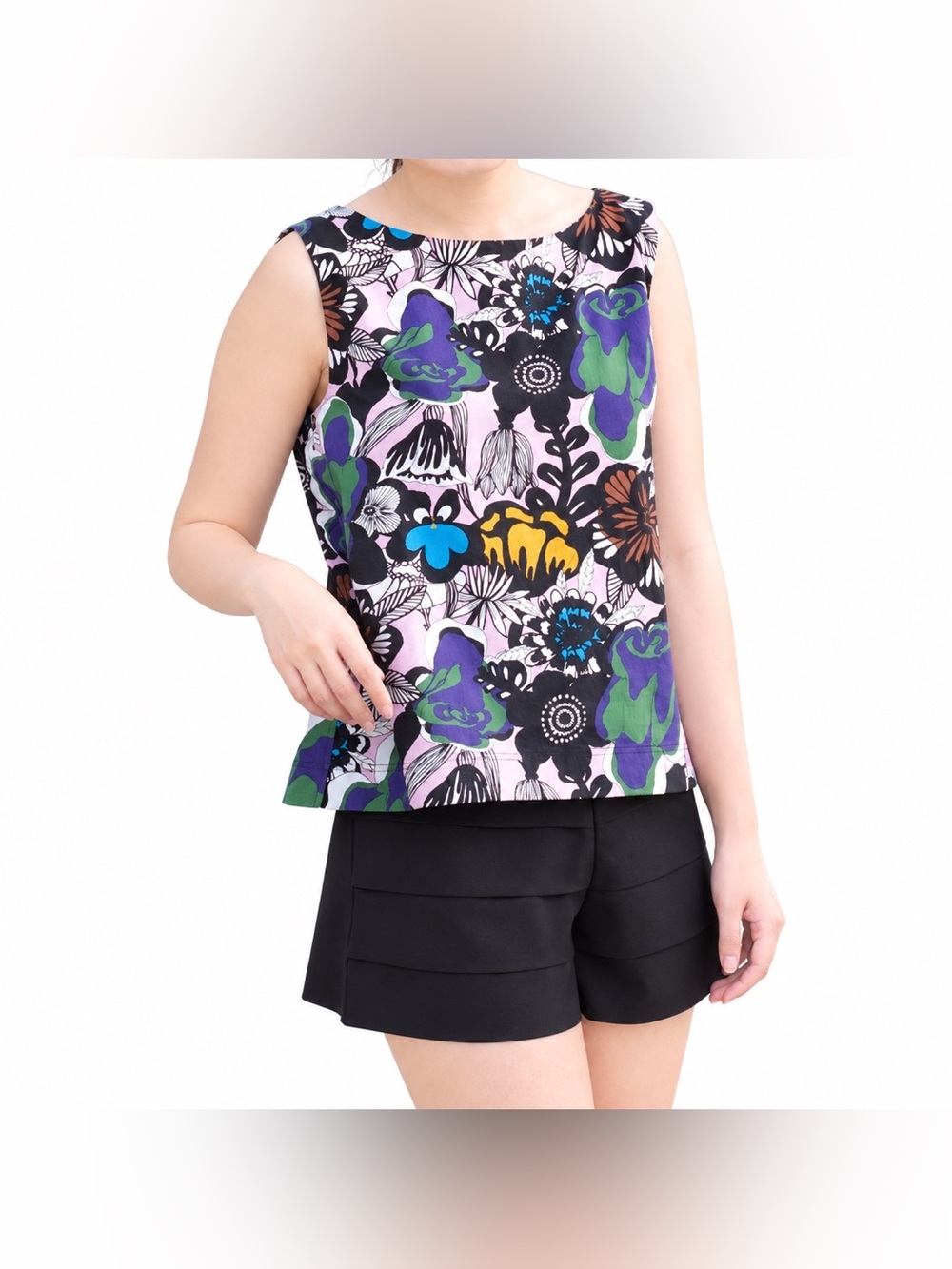 Marimekko x Uniqlo Floral Print Sleeveless Shell Top Pink Multicolor Size M